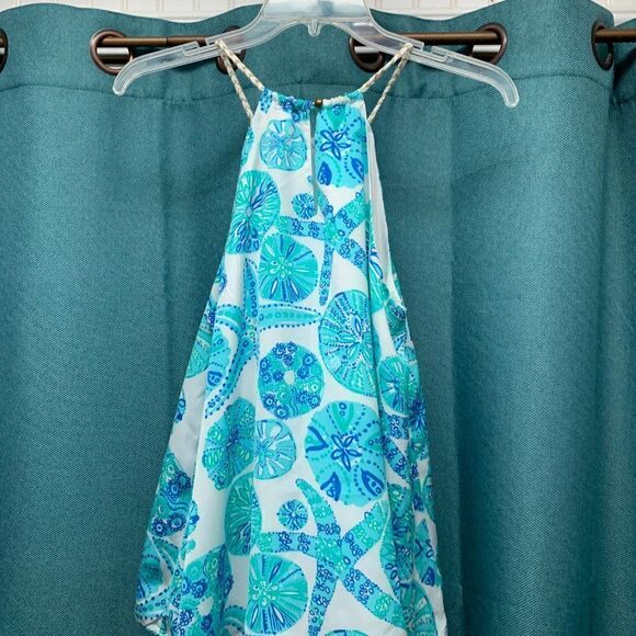 Lilly Pulitzer (Target) Light Blue & White Seashell Sleeveless/Halter Top Size S - Picture 4 of 10
